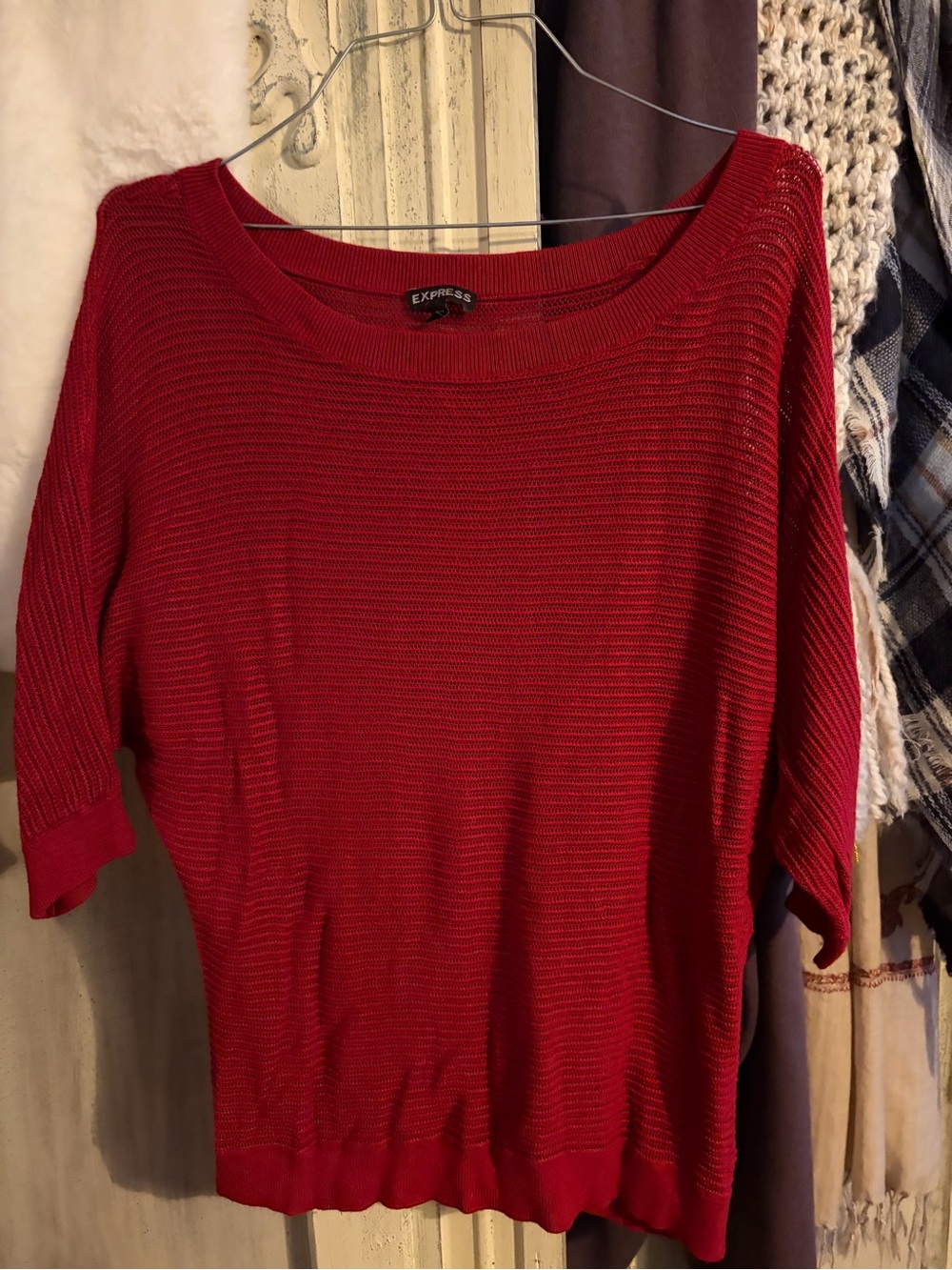 Express Red Short-Sleeve Scoop-Neck Knit Top